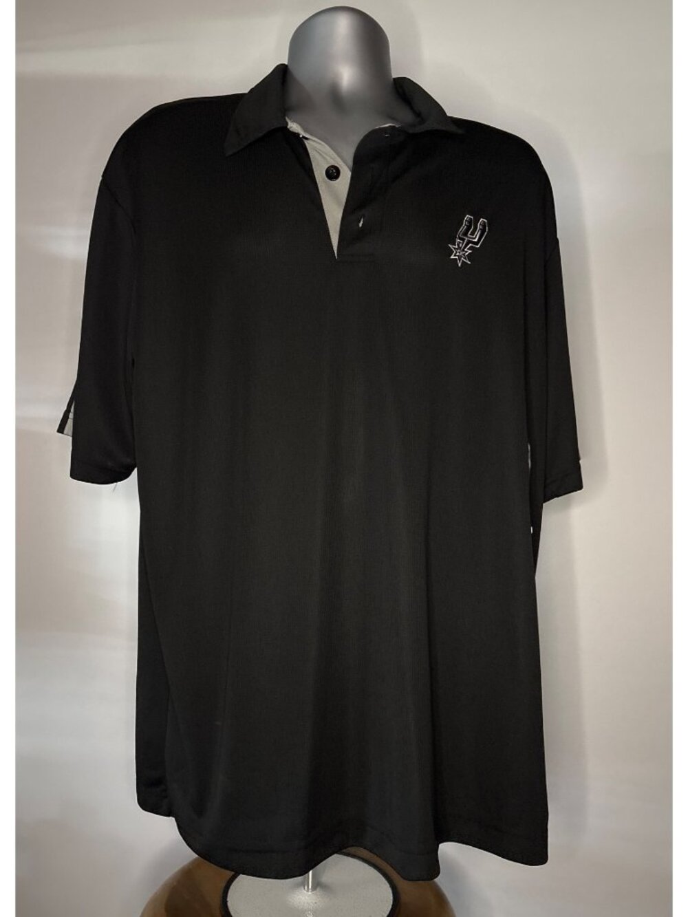 San Antonio Spurs Black Gray Men's Short Sleeve Polo Collar Shirt XL Basketball